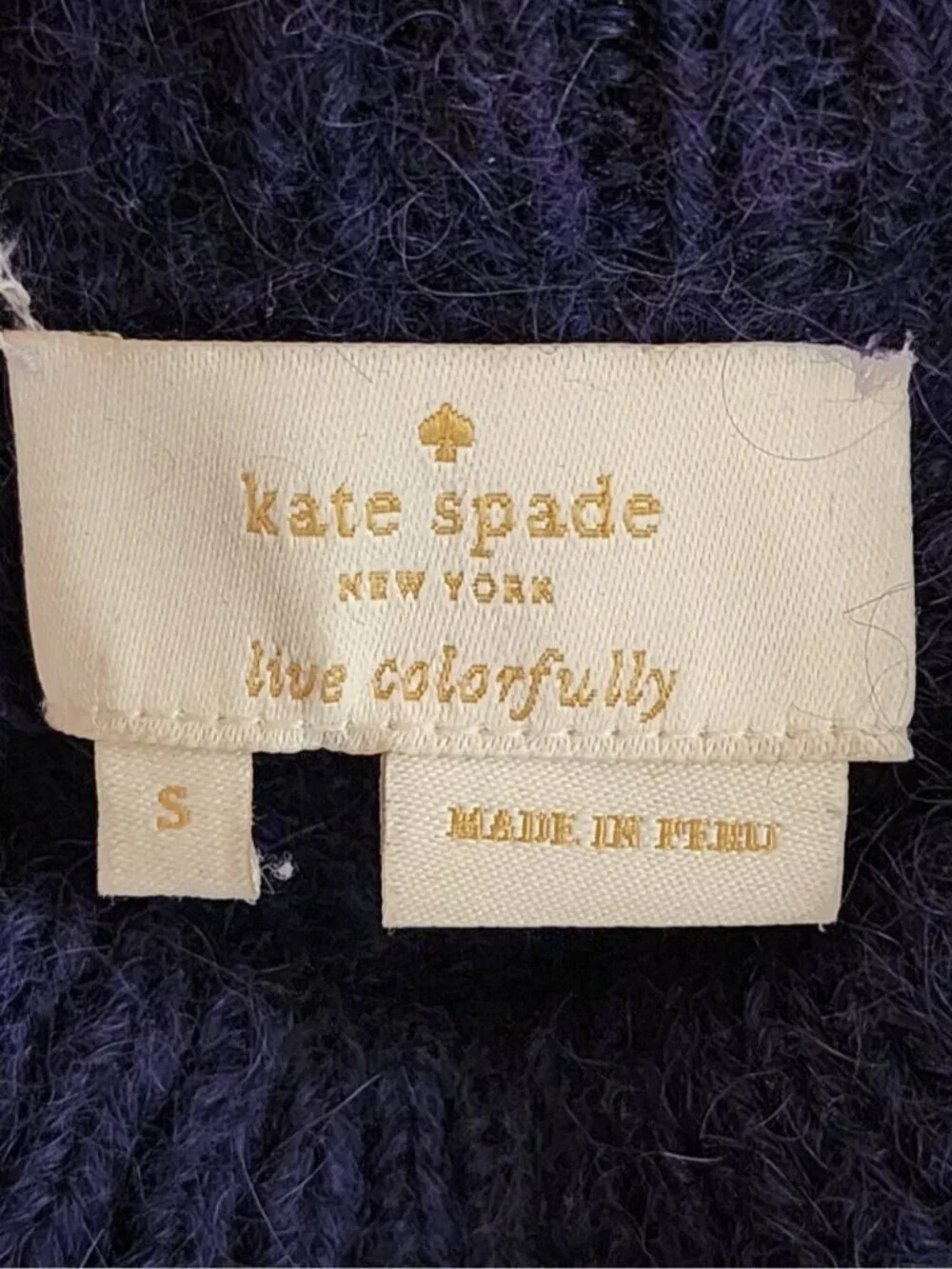 Kate Spade Navy Leopard Alpaca Wool Textured Crewneck Sweater